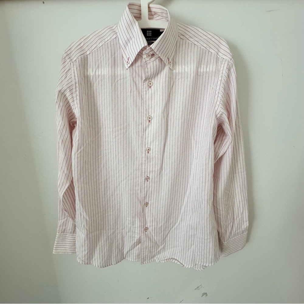 Manhattan Men Striped Pink Shirt S